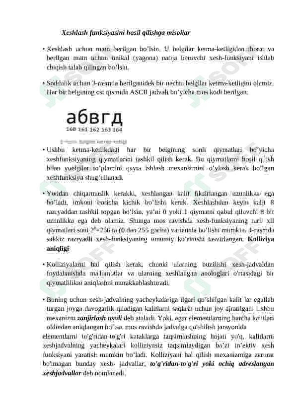 xesh jadval va xeshlash qidiruv algoritmlar samaradorligi 4