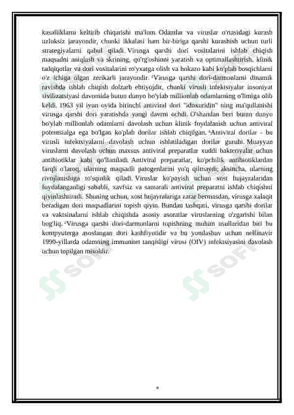 Viruslar va o'smalar ta'siriga qarshi dori vositalarining tashqi mexanizmi (DNK, RNK) 4