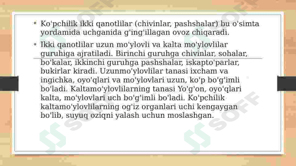 Ikki qanotlilar turkumi haqida. 4