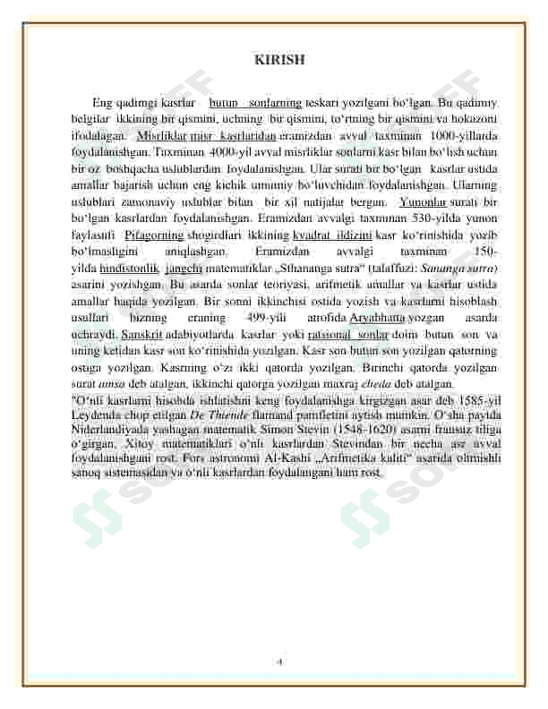 Aralash kasrlani qo`shish va ayirishga doir misollar yechish 4