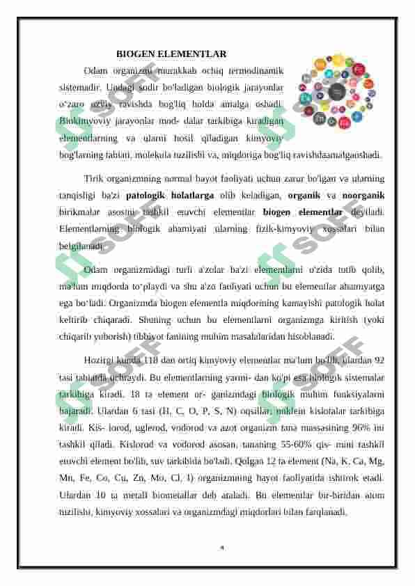 Biogen elementlar konsentratsiyasi o’zgarishi bilan bog’liq endemik va kasb kasalliklari. 4