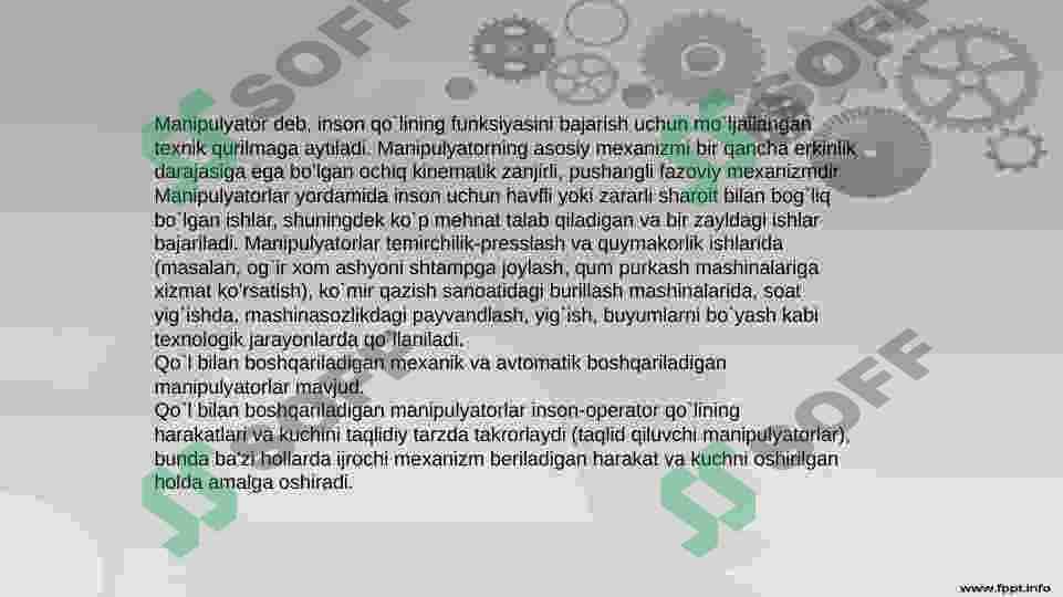 Manipulyatorlar. Manipulyatorlarni boshqarish 4