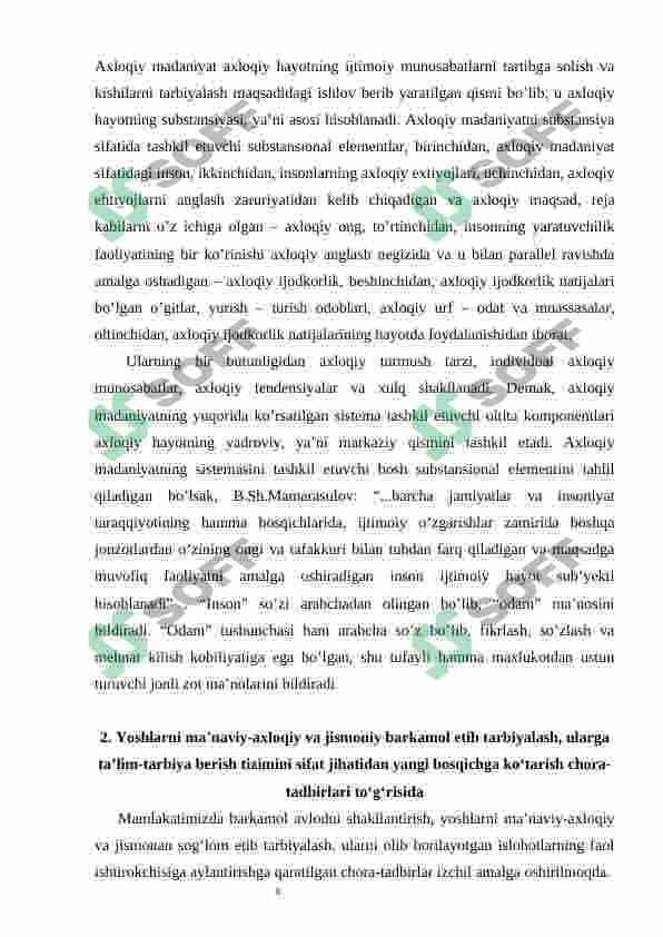 O'zbekiston Respublikasi prezidenti Shavkat Mirziyoyevning yangi O'zbekiston taraqqiyoti strategiyasi kitobida O'zbekiston yoshlarining diniy manbalardagi axloqiy tarbiyaga oid g'oyalarni o'rganishning ahamiyati 4