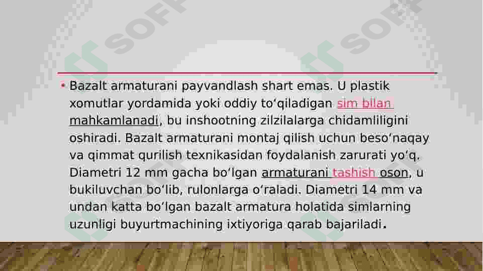 Bazalt tolali Armaturalar ishlab chiqarish jarayonlari. 4