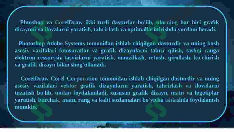 Grafik dasturlar(Phtoshop Coreldraw) 4