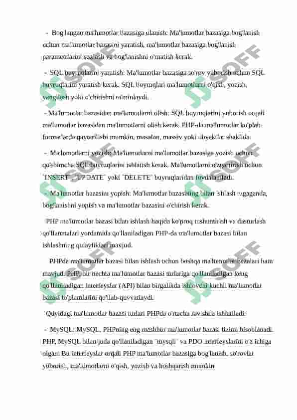PHP DA MALUMOTLAR BAZASI BILAN ISHLASH 4