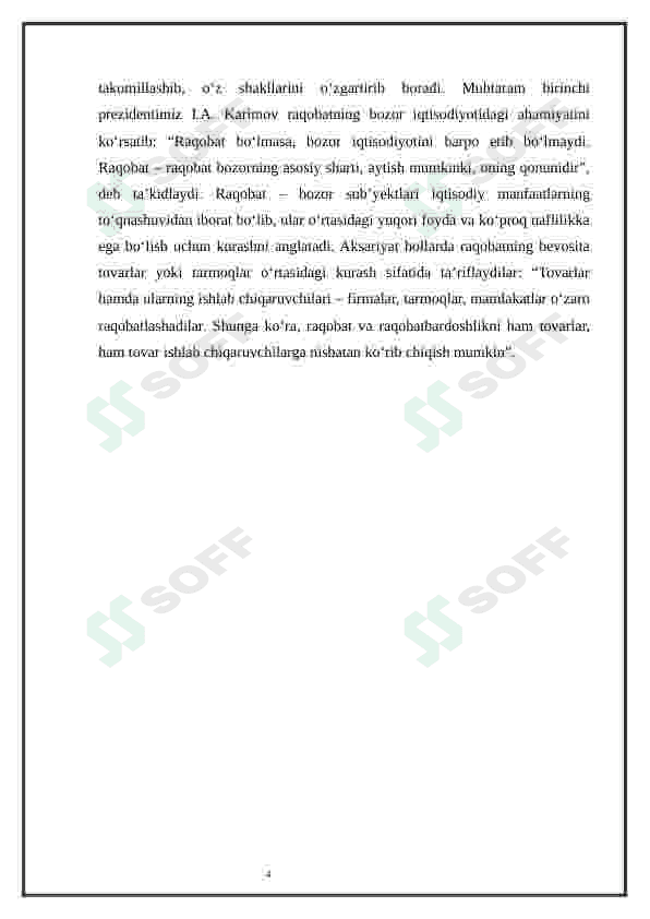 Raqobat - bozor iqtisodiyotining   harakatlantiruvchi kuchi sifatida 4