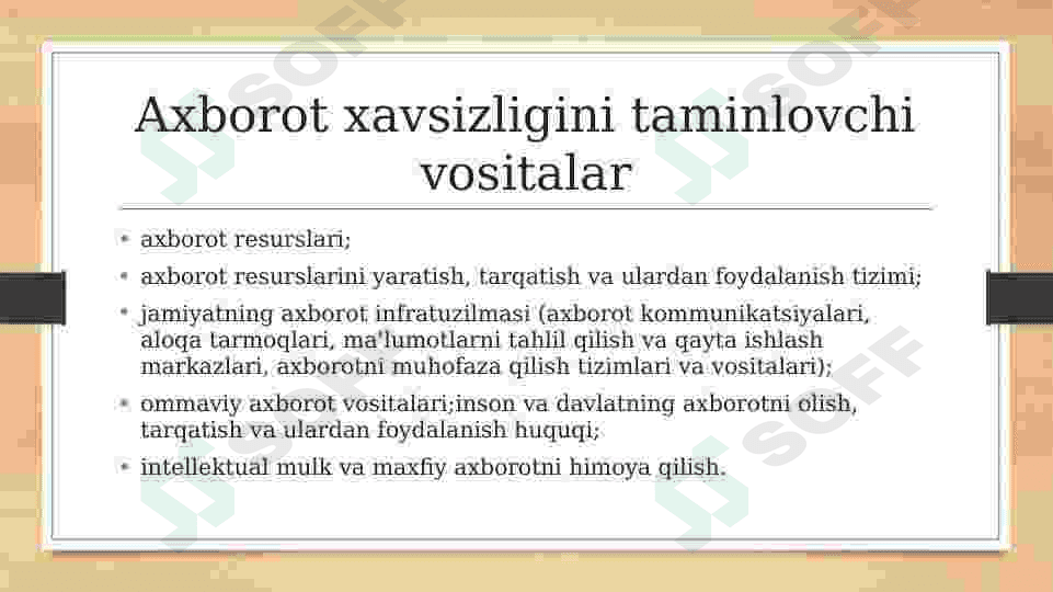 Axborot xavsizligini taminlash masalalari. 4