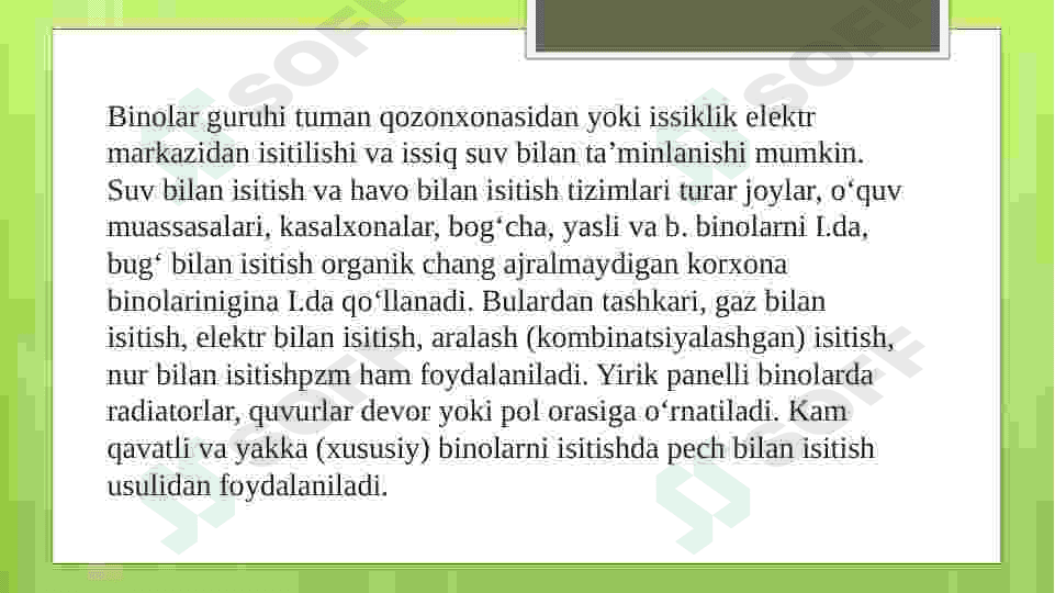 Isitish tizimining issiklik o’tkazgichlari (quvurlari) 4