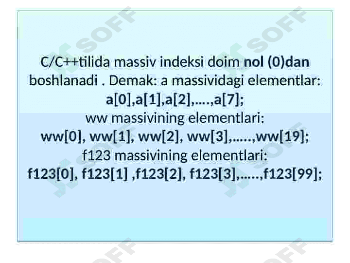 С/С++ tilida massivlar bilan ishlash 4