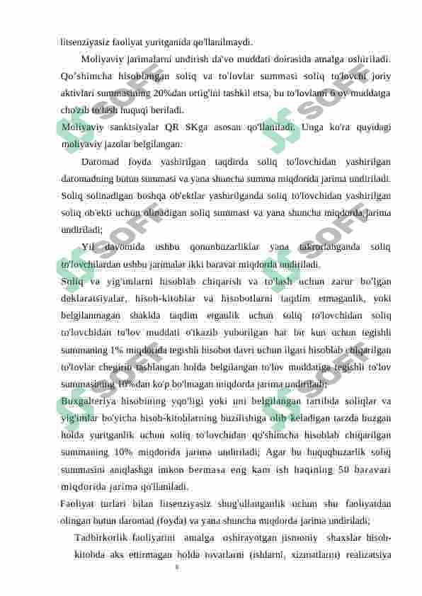 Soliq qonunchiligini buzganlik jismoniy shaxslarga nisbattan javobgarlik turlari va ularning qo'llanish tartibi 4