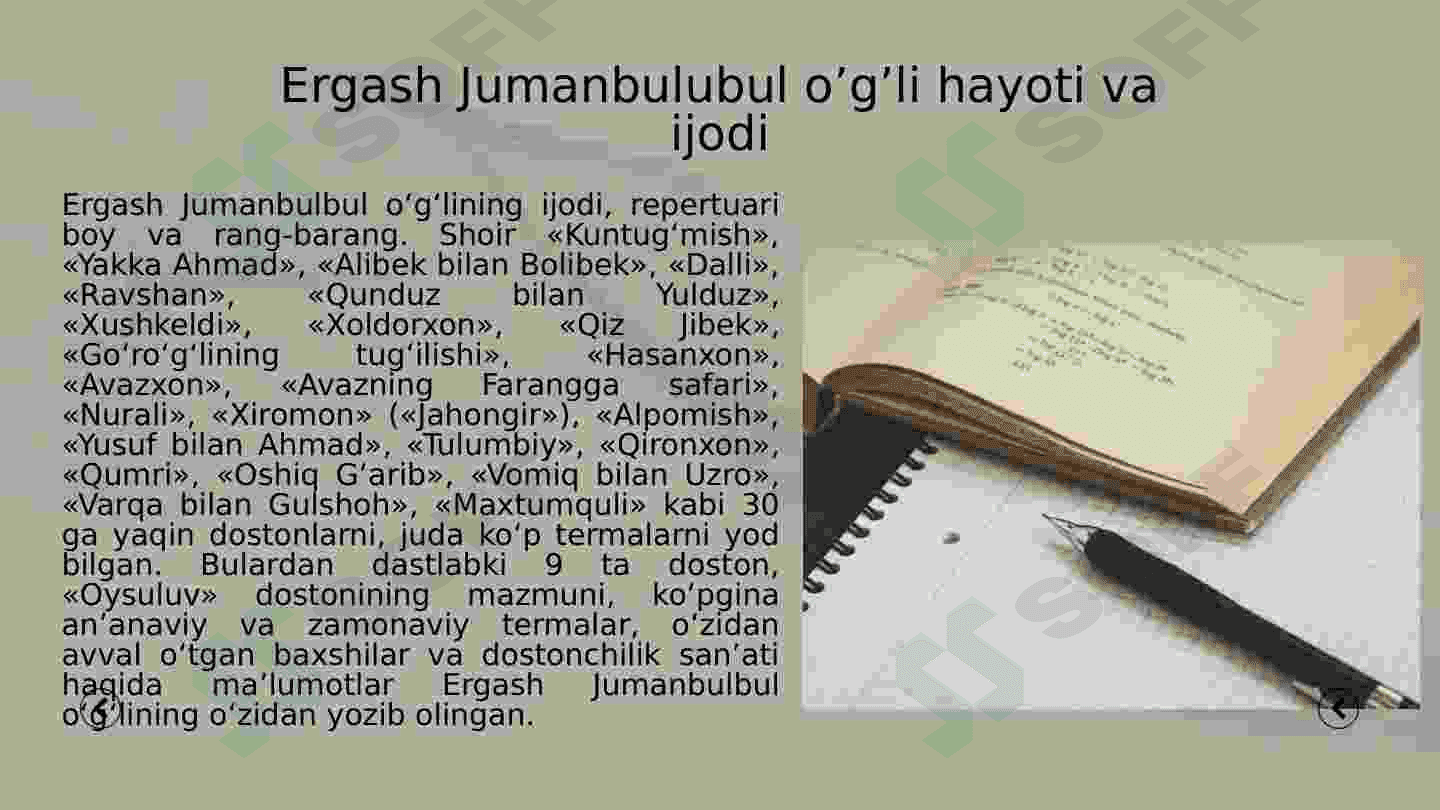Ergash Jumanbulbul ijodi va dostonlari 4
