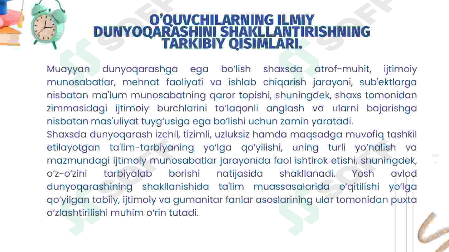 ILMIY DUNYOQARASHNI SHAKLLANTIRISH VA O’QUVCHILARNI AQLIY TARBIYALASH 4