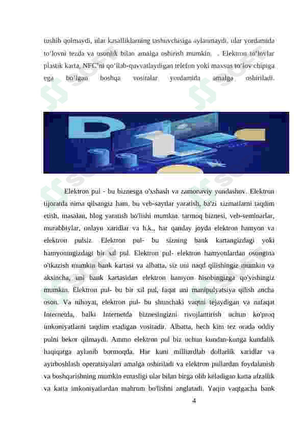 Raqamli naqd pullar va ularning mamlakatimiz iqtisodiyotidagi o’rni va ahamiyati. 4