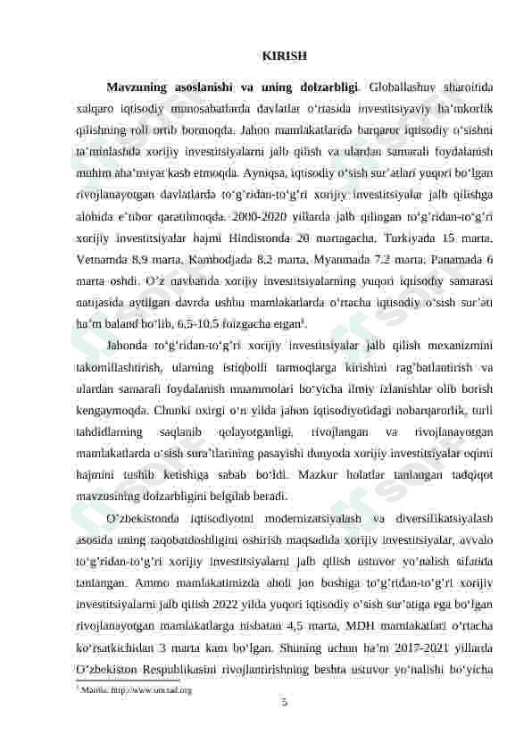 To'g'ridan-to'g'ri xorijiy investitsiyalarning tasniflanishi va ularning milliy iqtisodiyottagi o’rni 4