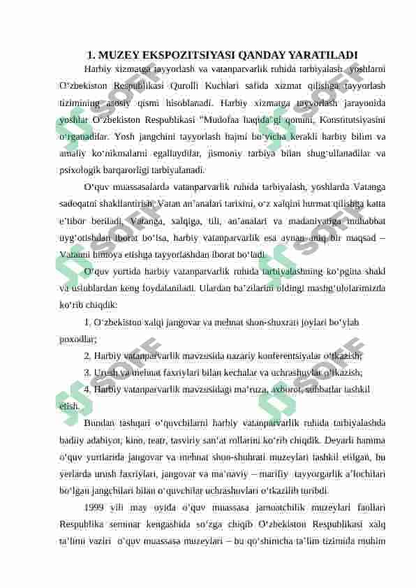 Muzeylarni tashkillashda CHQBT raxbarining vazifalari 4