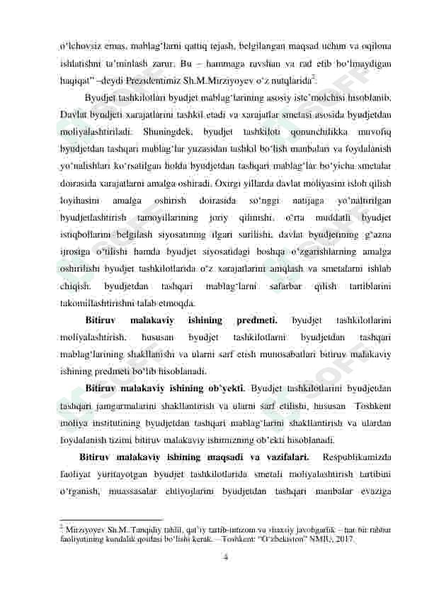 BYUDJET TASHKILOTLARINING BYUDJETDAN TASHQARI MABLAG'LARINI SHAKLLANTIRISH MASALALARI 4