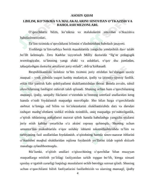BILIM, KO‘NIKMA VA MALAKALARNI BAHOLASH MEZONLARI 4