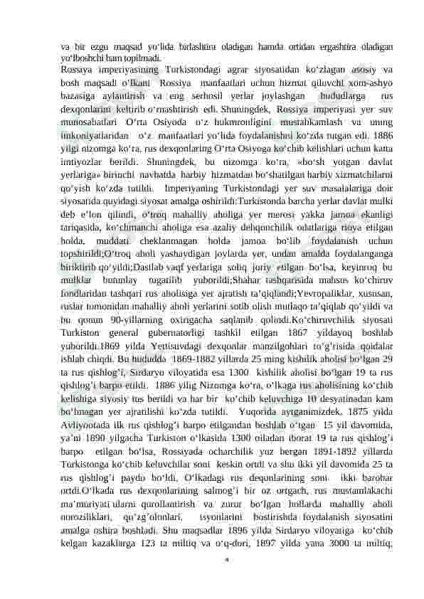 Rossiya imperiyasining Turkistondagi ko‘chiruvchilik siyosati. 4