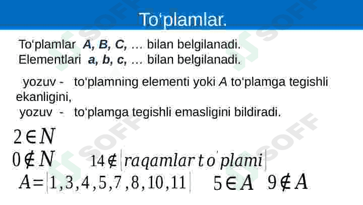 To'plamlar. To'plamlar ustida amallar 4