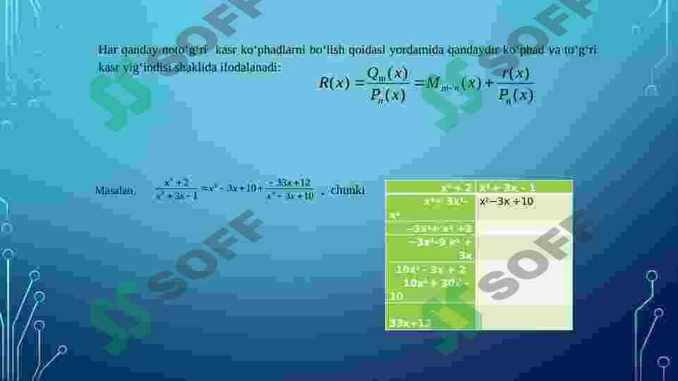 Kasr ratsional va ba’zi irratsional funksiyalarni integrallash. 4