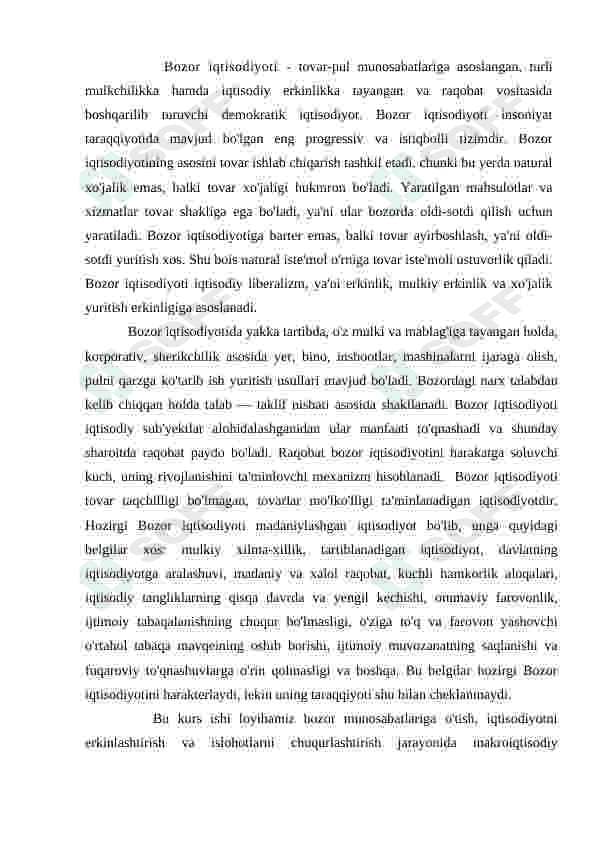 Bozor iqtisodiyotiga o'tish davri, uning xususiyatlari va davomiyligi 4
