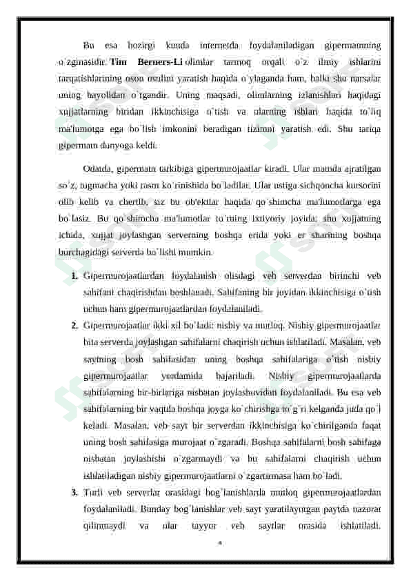 Gipertekst. Gipermurojaat va gipermedia tushunchalarini tavsiflash 4