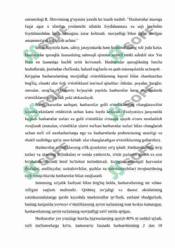 HASHAROTLARNING MEDITSINA VA VETERINARIYADAGI AHAMIYATI 4