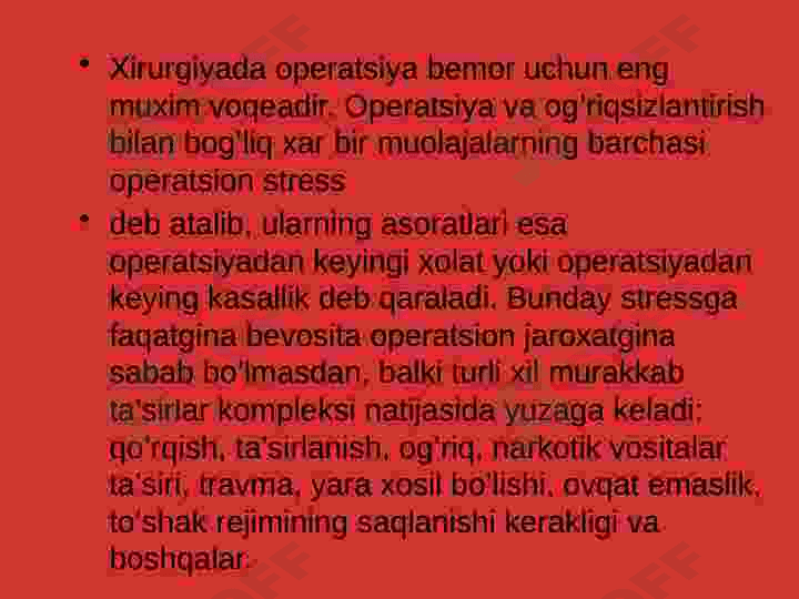 Operatsiyadan soʻnggi davrda bemorlarni davolash va kuzatish 4