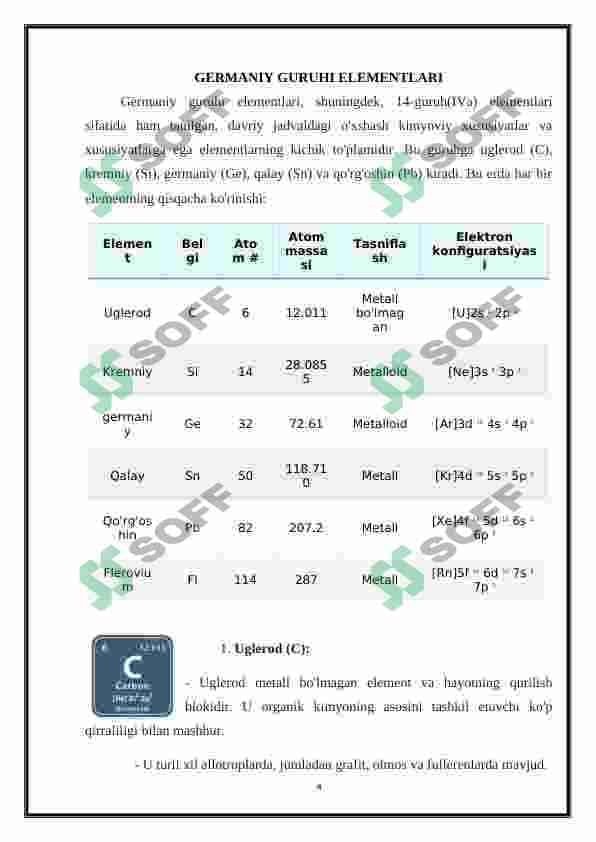 Germaniy guruh elementlari - Germanium group elements 4