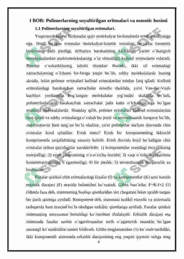 Polimerlarning suyultirilgan eritmalari 4