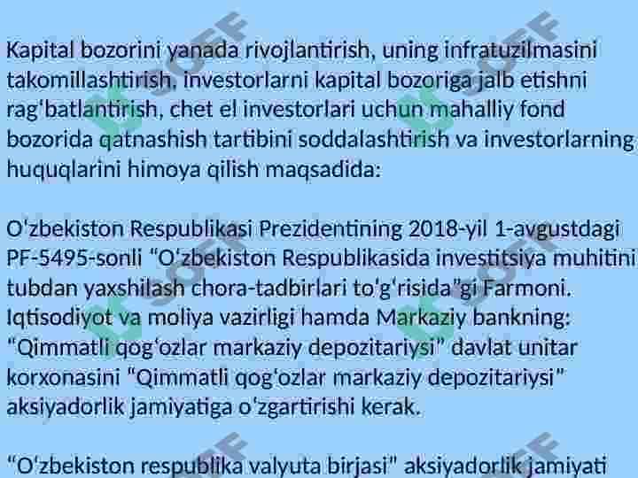 Kapital bozorini rivojlantirish orqali mamlakat Iqtisodiy taraqqiyotini ta'minlash 4
