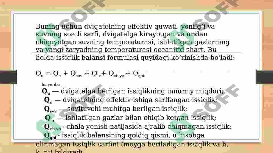 Dvigatelning issiqlik balansi 4