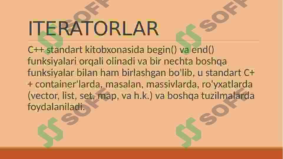 Dasturlash asoslari fanidan, C++ dasturlash tilidan, ITERATOR mavzusi haqida Prezentatsiya taqdimoti 4