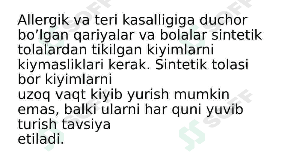 Kiyim boshlar va oyoq kiyimlari gigiyenasi. Kundalik turmushda foydalaniladigan sintetik polimerlar 4