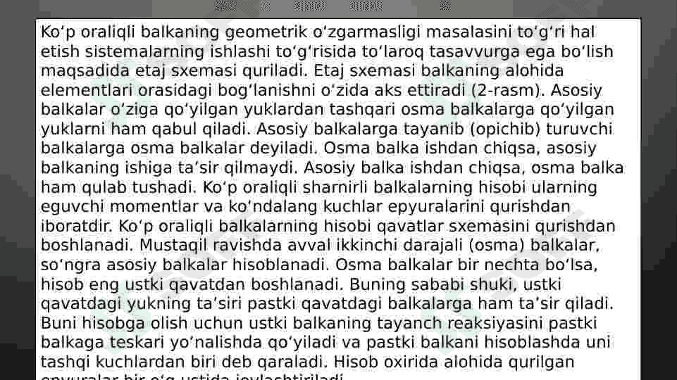 Ko’p oraliqli statik aniq balkalarni harakatlanuvchi kuch tasiriga hisoblash 4