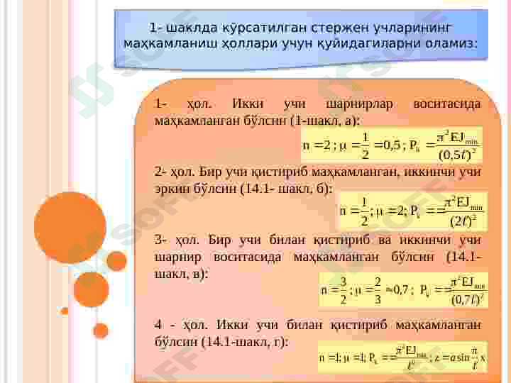 Kritik kuchlanish va eyler formulasini qo‘llanilish chegarasi 4