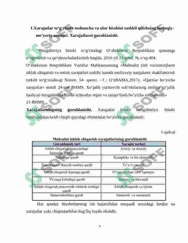 Ishlab chiqarish xarajatlarining alernativ variantlari va ular tanlovining nazariy hamda amaliy jihatlari. 4