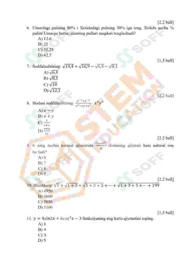 Matematika Milliy Sertifikatga tayyorlanuvchilar uchun (Javoblari bilan) 4