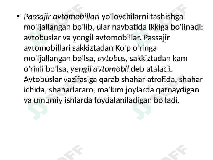 Avtomobil tuzilishi fanidan dars ishlanma 4