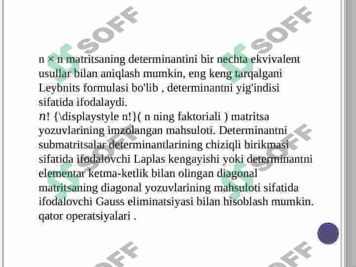 Determinantlar va ularning turlari 4