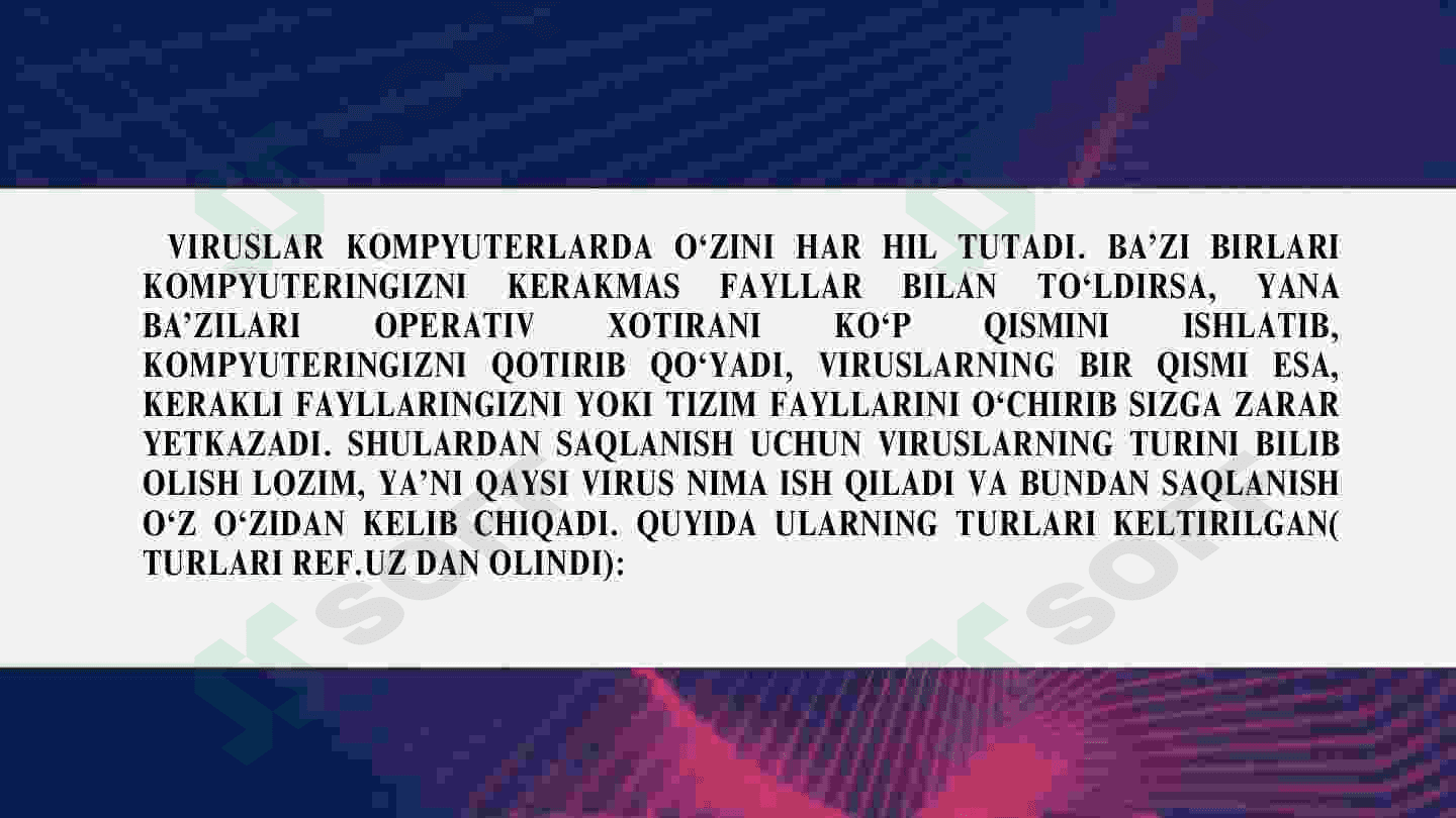 VIRUS TURLARI  VA ULARNI ANIQLASH 4