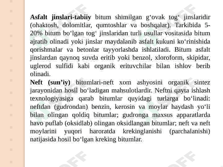 BITUMLI   VA   QATRONLI   BOG‘LOVChILAR    VA ULAR   ASOSIDAGI   MATERIALLAR 4