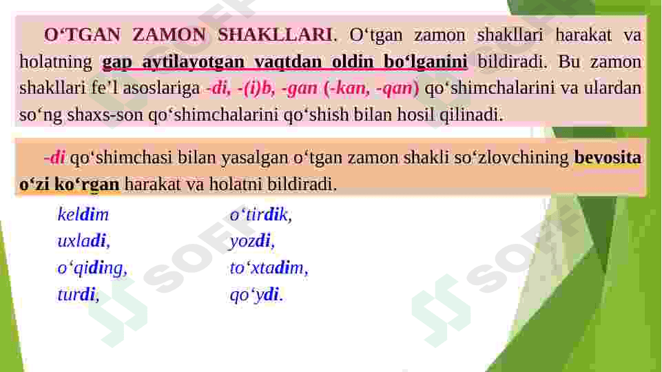 Fe’llarning munosabat shakllari haqida umumiy tushuncha va qo’llanmalar. 4