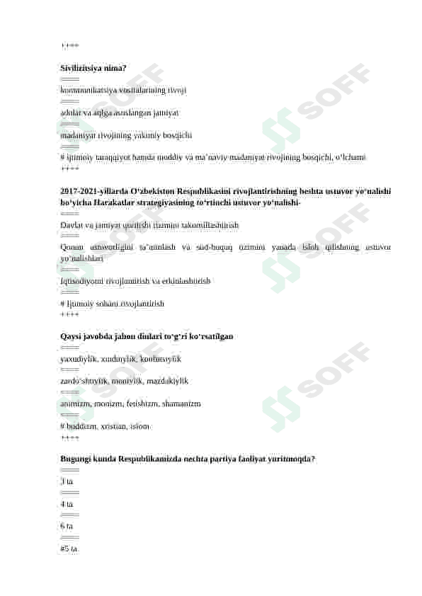 Ijtimoiy falsafadan testlar 4