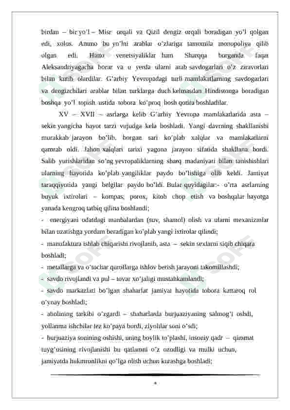Buyuk Geografik kashfiyotlardan so'ng xalqaro savdo yo'nalishlaridagi o'zgarishlar 4