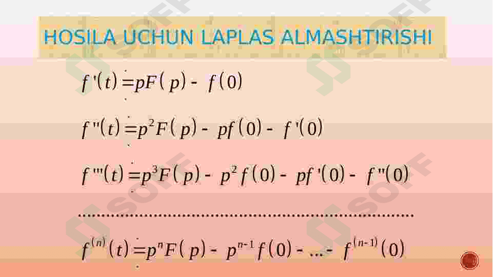 LAPLAS ALMASHTIRISHLARINING TADBIQI. DIFFERENSIAL TENGLAMALARNI TAQRIBIY YECHISH USULLARI 4