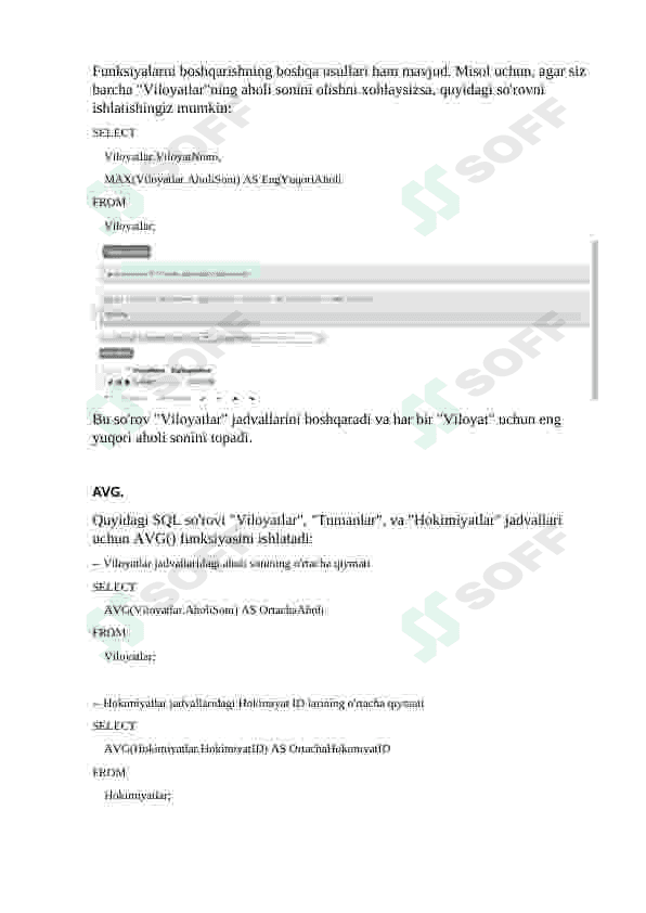 Agregat funksiyalardan foydalanish 4