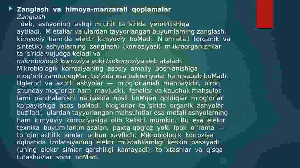 Metallarning korroziyasi va unga qarshi kurashish usullari 4