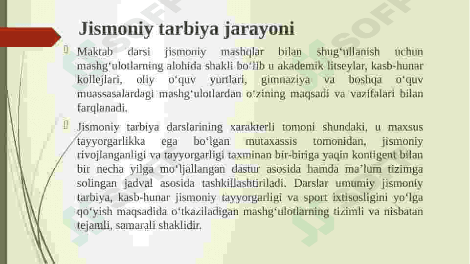 Jismoniy tarbiya darsi mashg‘ulotlarning asosiy shakli sifatida, uning tuzilishi 4